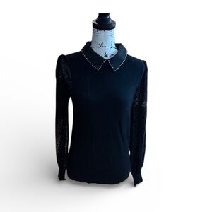 NWT Bellini sheer sleeve collared sweater